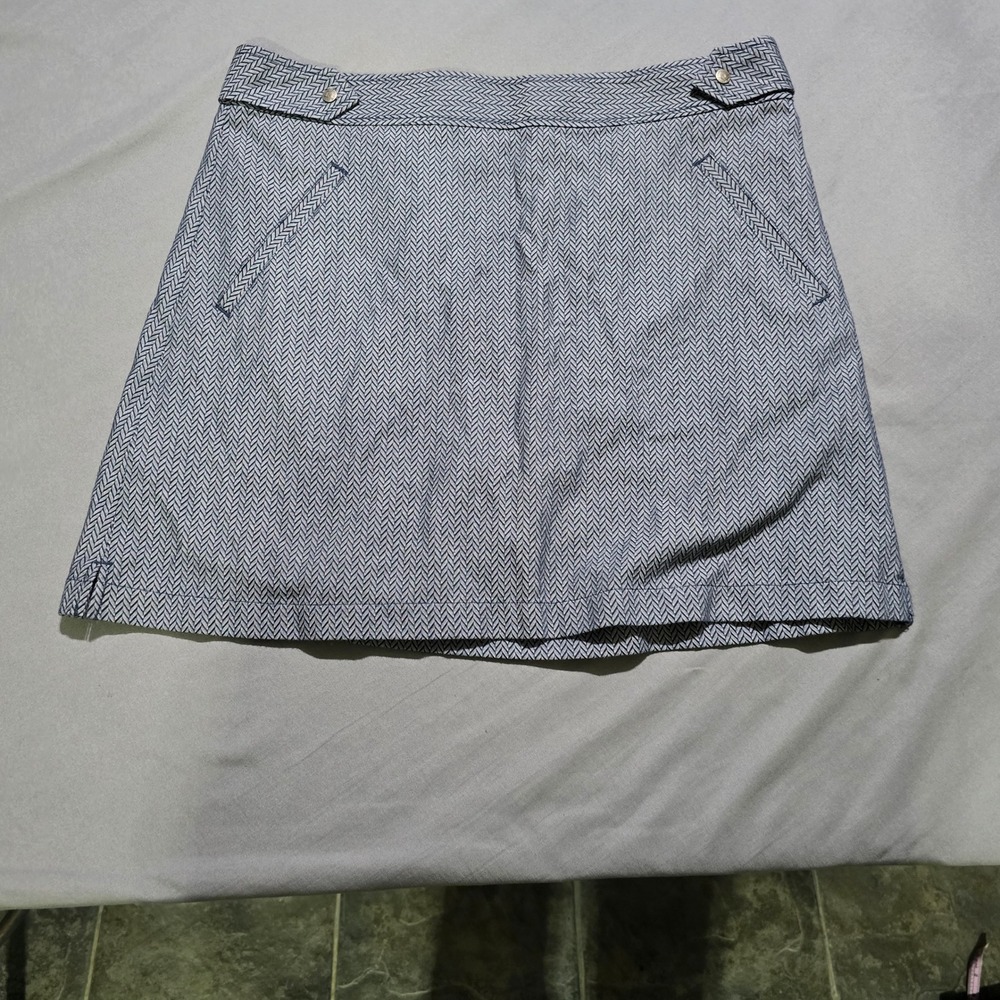 Ashworth Skort Womens 14 Blue White Chevron Herringbone Golf Athletic Skirt